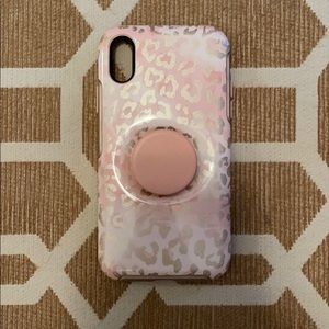 iPhone XR Otterbox otterpop leopard pink gold
